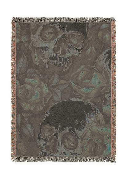Skull And Purple Roses Blanket