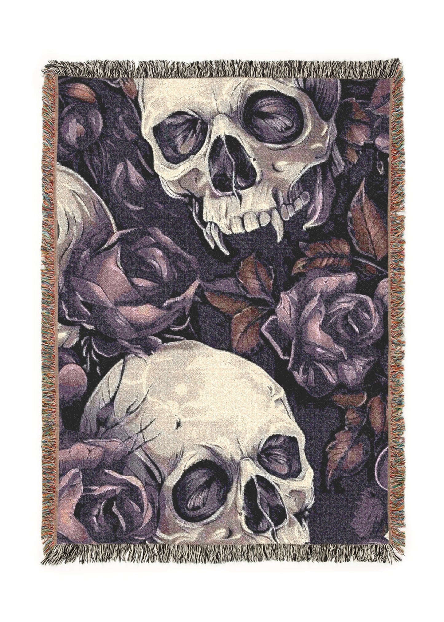 Skull And Purple Roses Blanket
